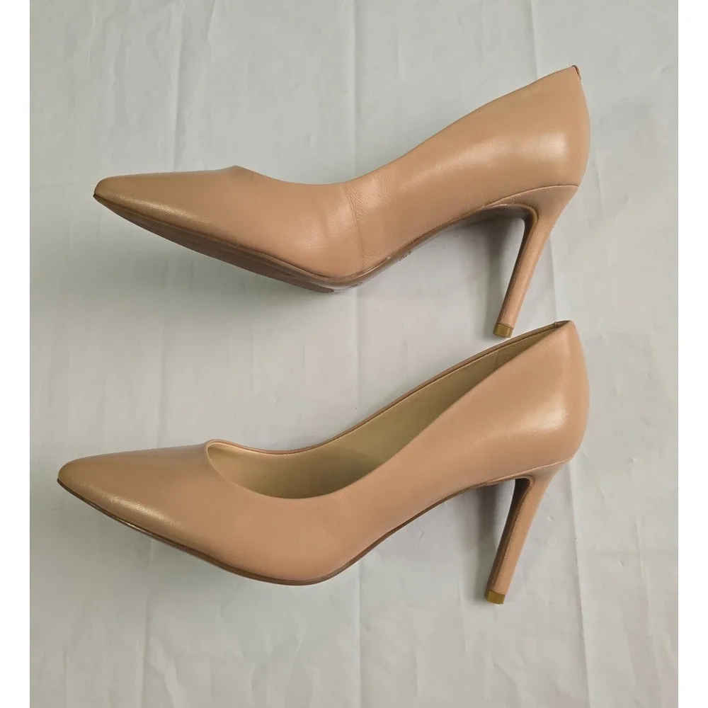 Nine West Etta Pointed Toe Pumps Light Natural Leather Stiletto Heels 9.5M